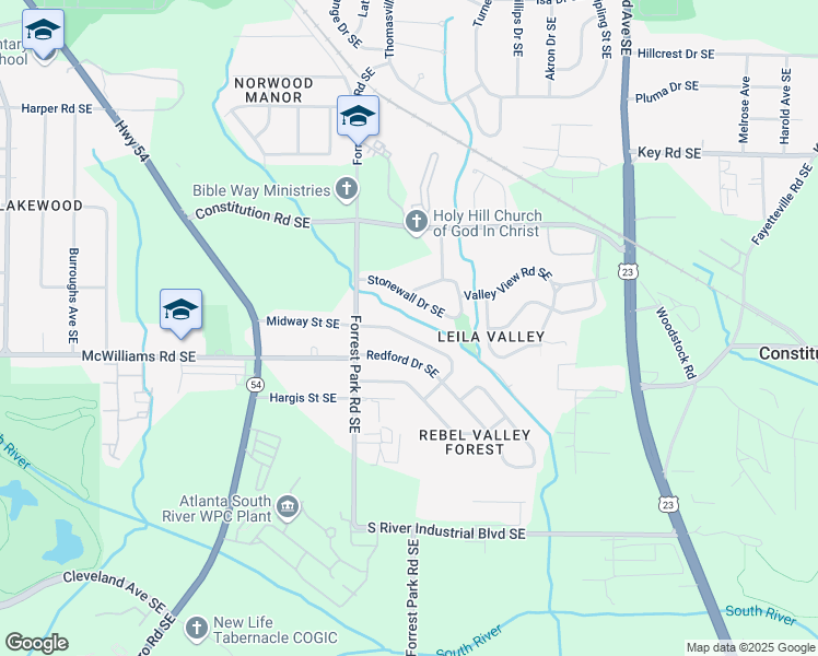 map of restaurants, bars, coffee shops, grocery stores, and more near 948 Natham Drive Southeast in Atlanta