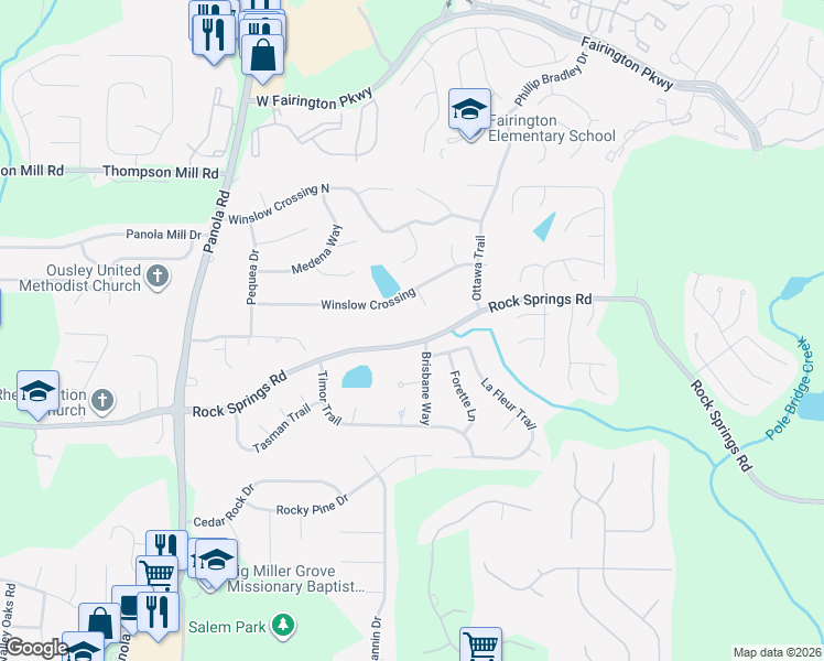 map of restaurants, bars, coffee shops, grocery stores, and more near 3175 Kolomokee Way in Stonecrest
