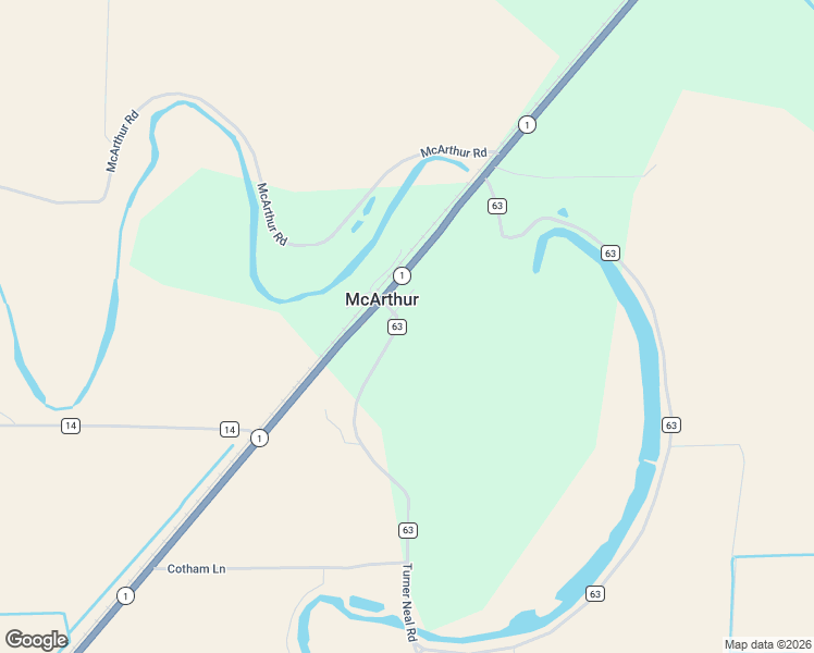 map of restaurants, bars, coffee shops, grocery stores, and more near 111 Turner Neal Road in McGehee