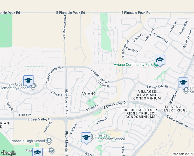 map of restaurants, bars, coffee shops, grocery stores, and more near 3652 East Maffeo Road in Phoenix
