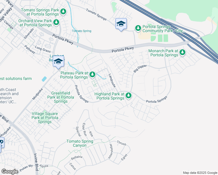 map of restaurants, bars, coffee shops, grocery stores, and more near 121 Messenger in Trabuco Canyon