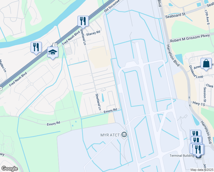 map of restaurants, bars, coffee shops, grocery stores, and more near 2432 Paris Lane in Myrtle Beach