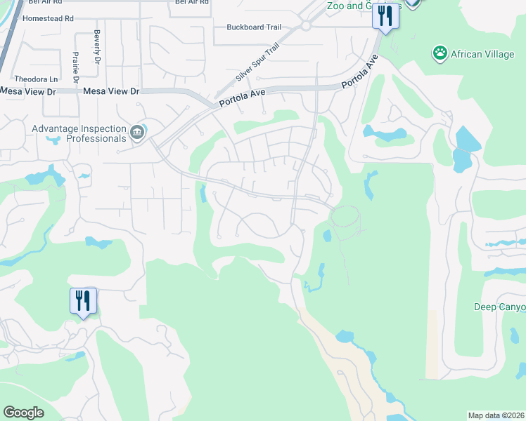 map of restaurants, bars, coffee shops, grocery stores, and more near 73440 Poinciana Place in Palm Desert