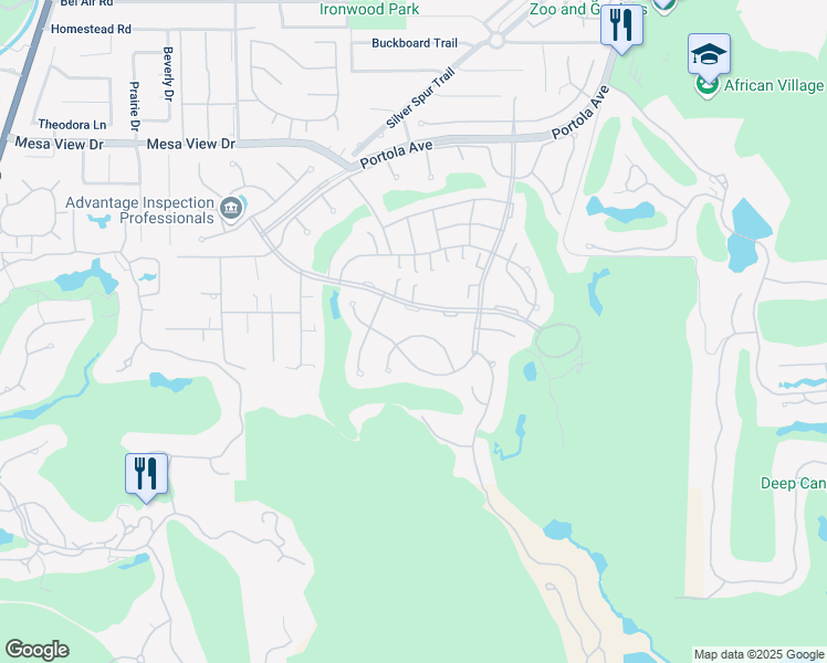 map of restaurants, bars, coffee shops, grocery stores, and more near 73424 Poinciana Place in Palm Desert