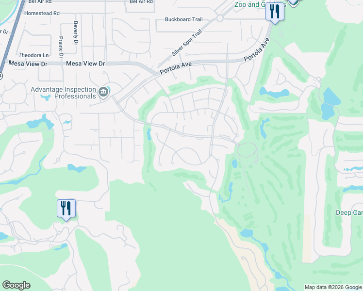 map of restaurants, bars, coffee shops, grocery stores, and more near 73420 Poinciana Place in Palm Desert