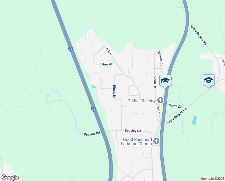 map of restaurants, bars, coffee shops, grocery stores, and more near 2676 Rhody Drive in Gardendale