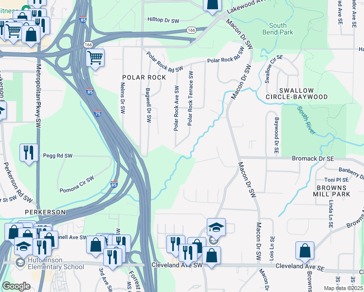 map of restaurants, bars, coffee shops, grocery stores, and more near in Atlanta