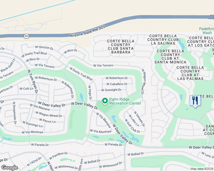 map of restaurants, bars, coffee shops, grocery stores, and more near 13731 West Caballero Drive in Sun City West