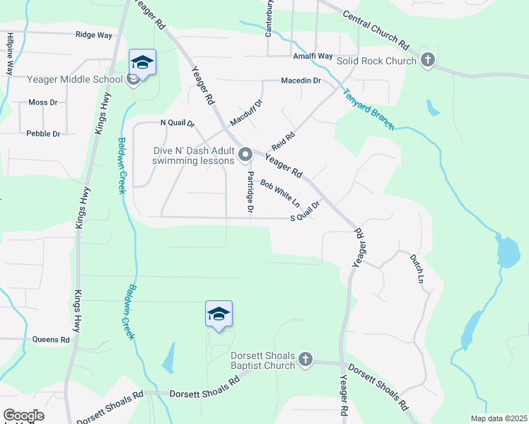 map of restaurants, bars, coffee shops, grocery stores, and more near 5756 South Quail Drive in Douglasville