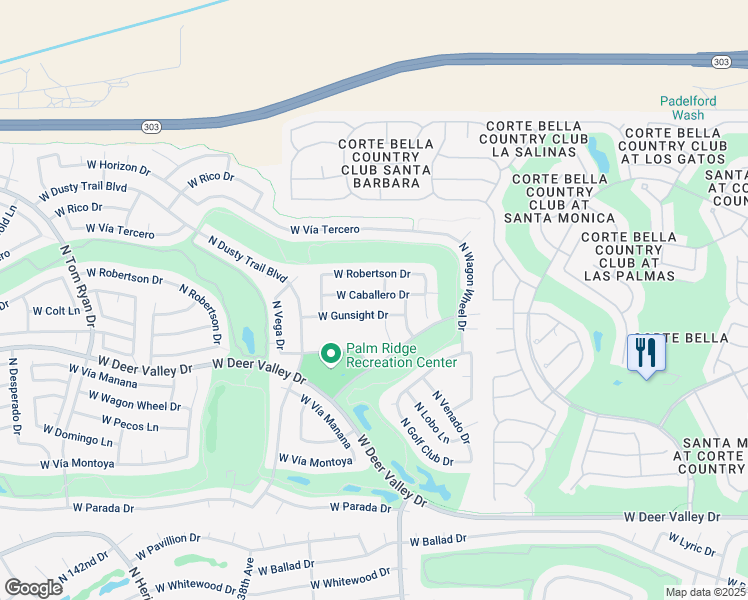 map of restaurants, bars, coffee shops, grocery stores, and more near 13707 West Caballero Drive in Sun City West