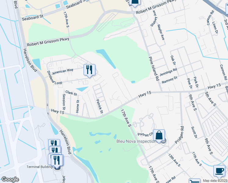 map of restaurants, bars, coffee shops, grocery stores, and more near 1214 Estepa Court in Myrtle Beach