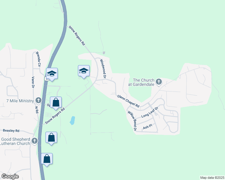 map of restaurants, bars, coffee shops, grocery stores, and more near 323 Glenn Chapel Road in Gardendale