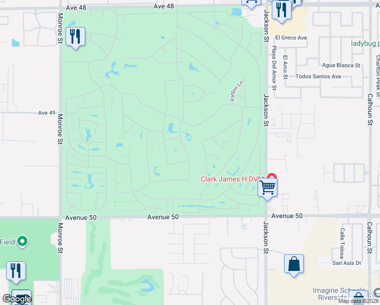 map of restaurants, bars, coffee shops, grocery stores, and more near 49398 Sherman Drive in Indio