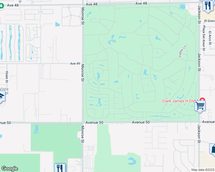 map of restaurants, bars, coffee shops, grocery stores, and more near 49409 Eisenhower Drive in Indio