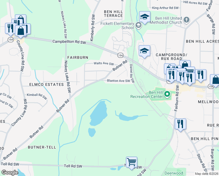 map of restaurants, bars, coffee shops, grocery stores, and more near 2334 Butner Rd in Atlanta