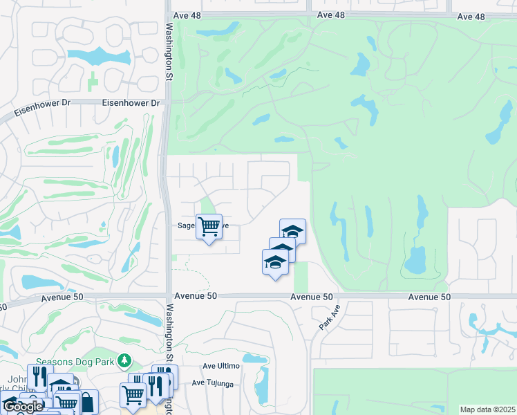 map of restaurants, bars, coffee shops, grocery stores, and more near 78830 Vía Ventana in La Quinta