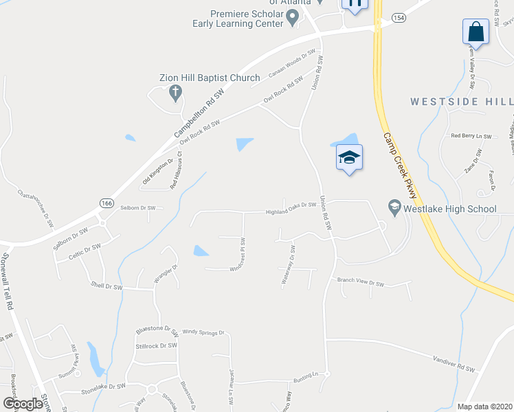 map of restaurants, bars, coffee shops, grocery stores, and more near 735 Highland Oaks Drive Southwest in Atlanta