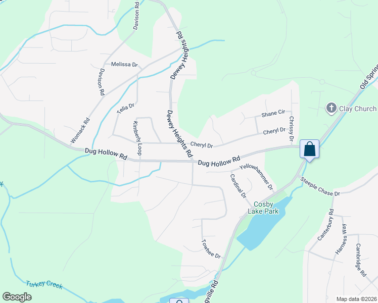map of restaurants, bars, coffee shops, grocery stores, and more near 6016 Dewey Heights Road in Pinson