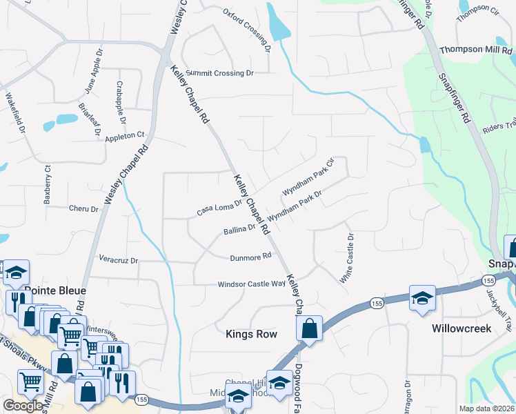 map of restaurants, bars, coffee shops, grocery stores, and more near 3223 Wyndham Park Way in Decatur