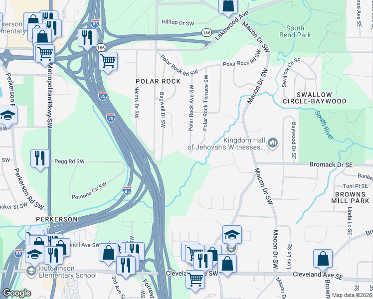 map of restaurants, bars, coffee shops, grocery stores, and more near in Atlanta