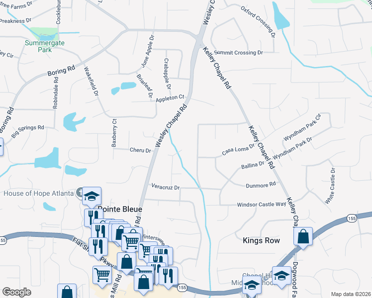 map of restaurants, bars, coffee shops, grocery stores, and more near 4001 Cheru Drive in Decatur
