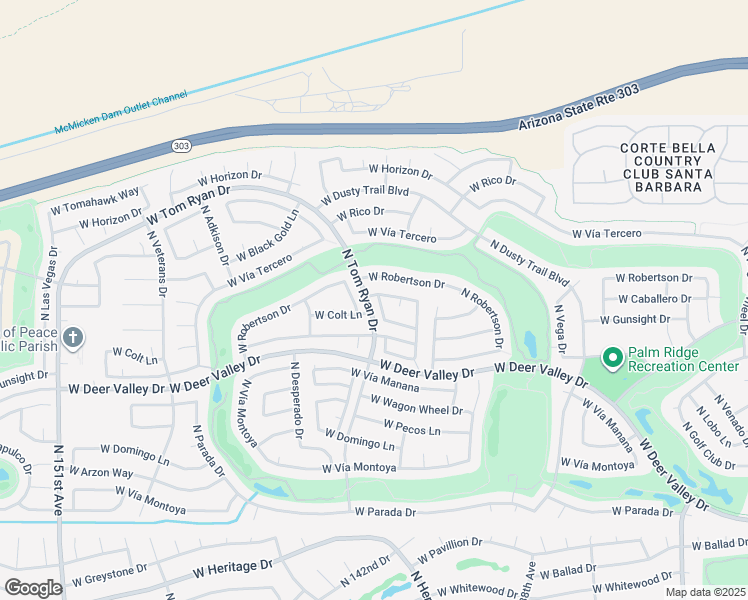 map of restaurants, bars, coffee shops, grocery stores, and more near 14249 West Colt Lane in Sun City West
