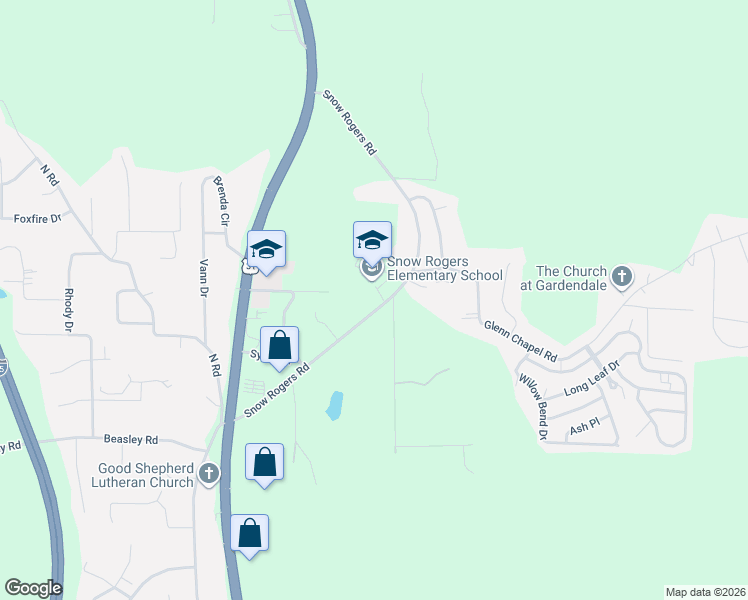 map of restaurants, bars, coffee shops, grocery stores, and more near 2632 Snow Rogers Road in Gardendale