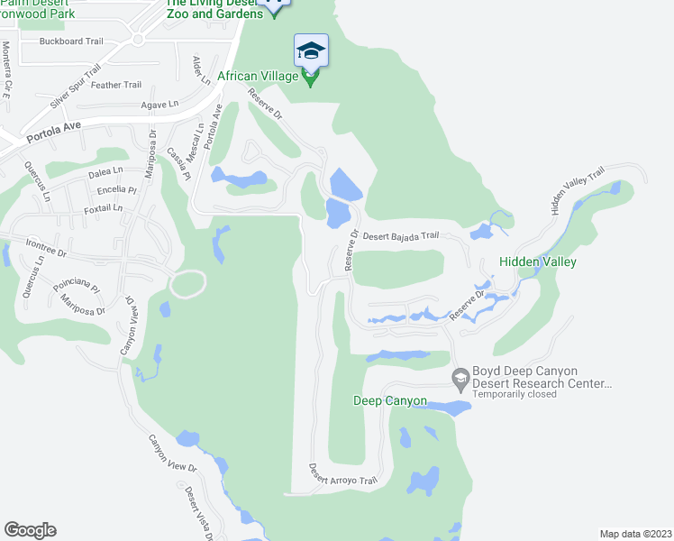 map of restaurants, bars, coffee shops, grocery stores, and more near 49548 Desert Barranca Trail in Indian Wells