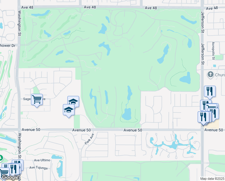 map of restaurants, bars, coffee shops, grocery stores, and more near 49415 Vía Conquistador in La Quinta