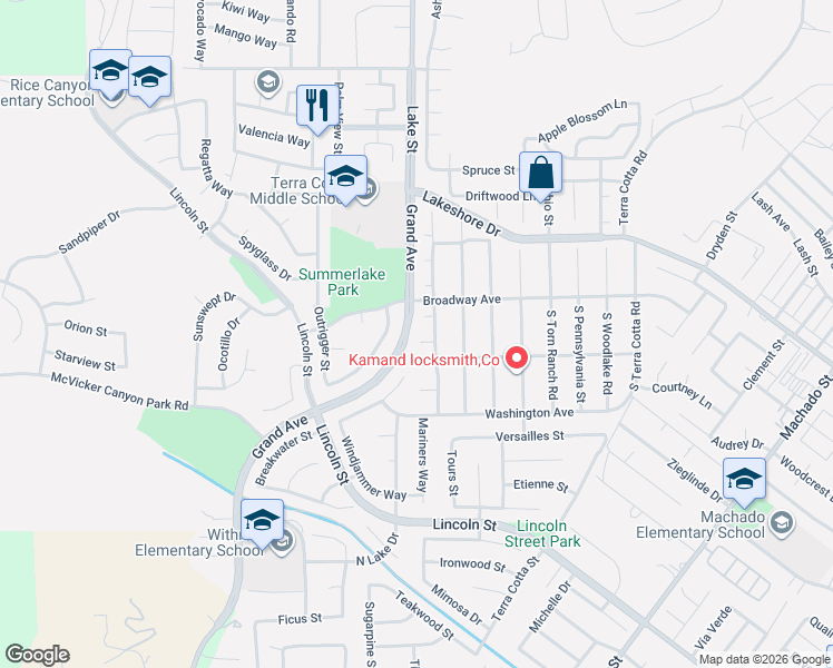 map of restaurants, bars, coffee shops, grocery stores, and more near 808 Amador Court in Lake Elsinore