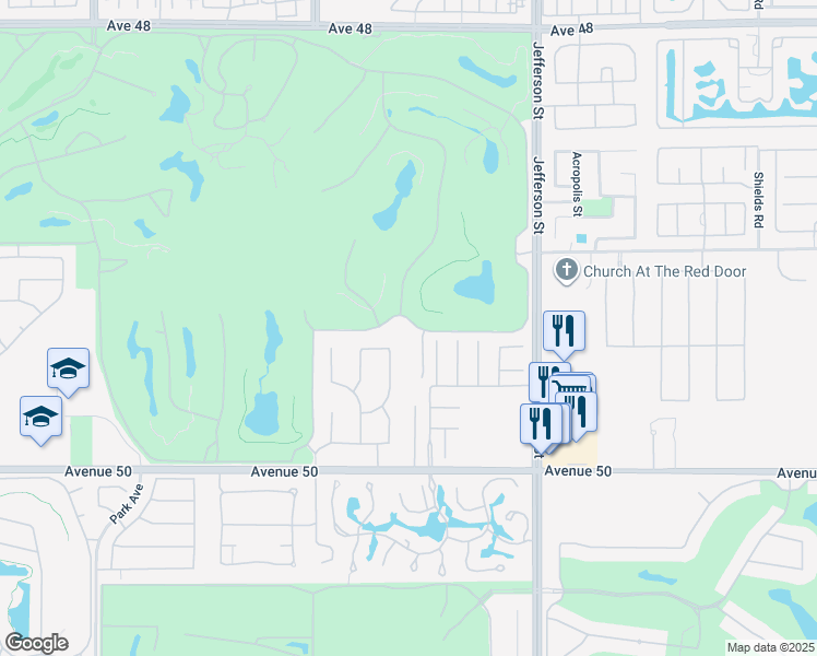 map of restaurants, bars, coffee shops, grocery stores, and more near 79715 Mission Drive East in La Quinta