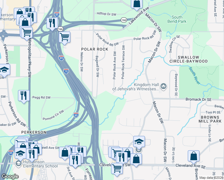 map of restaurants, bars, coffee shops, grocery stores, and more near in Atlanta