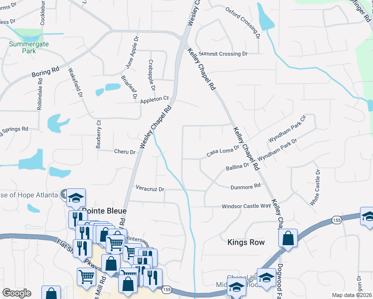 map of restaurants, bars, coffee shops, grocery stores, and more near 3314 Georgian Woods Circle in Decatur