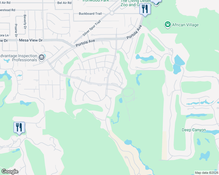 map of restaurants, bars, coffee shops, grocery stores, and more near 73690 Jasmine Place in Palm Desert