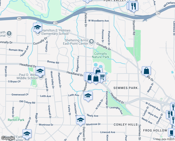 map of restaurants, bars, coffee shops, grocery stores, and more near 2380 Delowe Drive in Atlanta