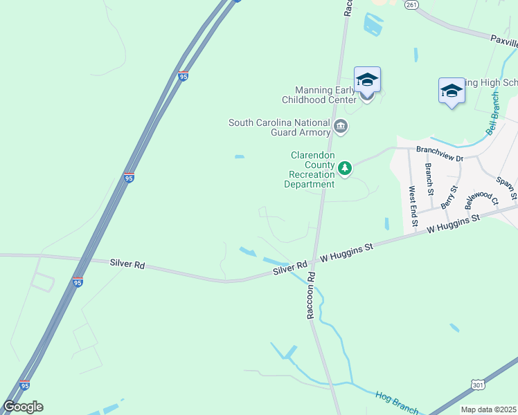 map of restaurants, bars, coffee shops, grocery stores, and more near 1253 Jessamine Way in Manning