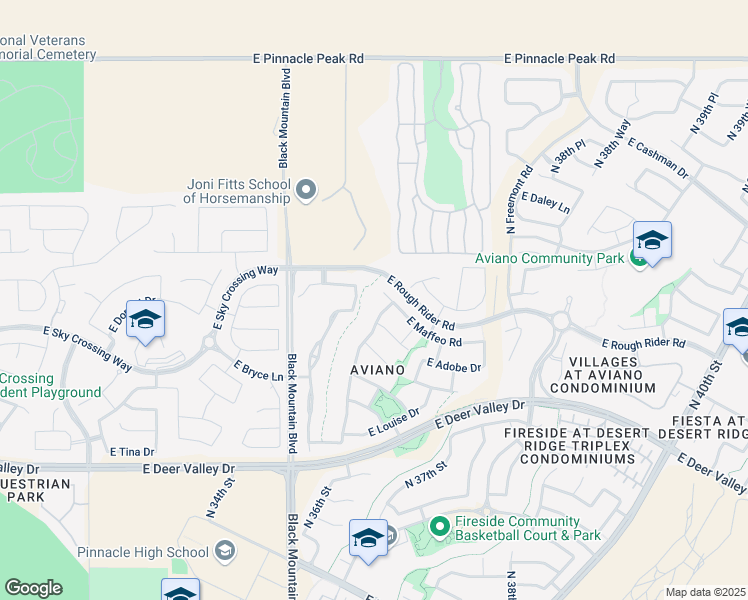 map of restaurants, bars, coffee shops, grocery stores, and more near 3635 East Maffeo Road in Phoenix