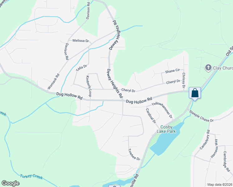 map of restaurants, bars, coffee shops, grocery stores, and more near 6011 Dewey Heights Road in Pinson