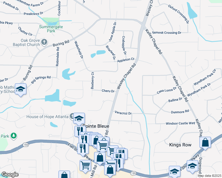 map of restaurants, bars, coffee shops, grocery stores, and more near 3930 Cheru Drive in Decatur
