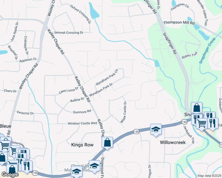 map of restaurants, bars, coffee shops, grocery stores, and more near 3219 Wyndham Park Lane in Decatur