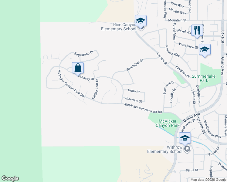 map of restaurants, bars, coffee shops, grocery stores, and more near 29332 Lake Mist Drive in Lake Elsinore