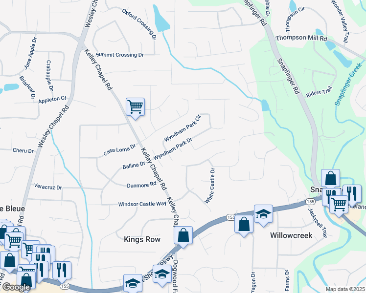 map of restaurants, bars, coffee shops, grocery stores, and more near 3222 Wyndham Park Court in Decatur