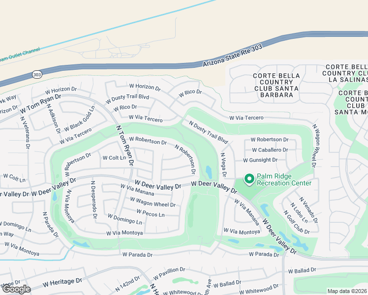 map of restaurants, bars, coffee shops, grocery stores, and more near 22619 West Robertson Drive in Sun City West