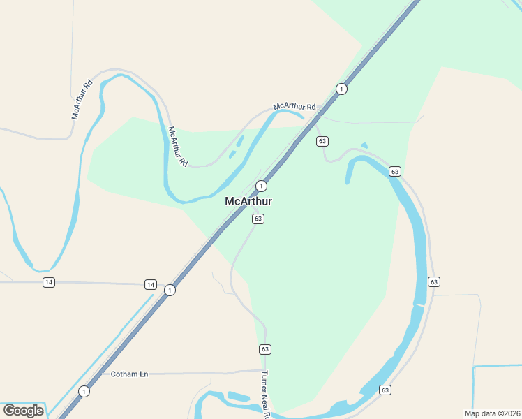 map of restaurants, bars, coffee shops, grocery stores, and more near 111 Turner Neal Road in Desha County