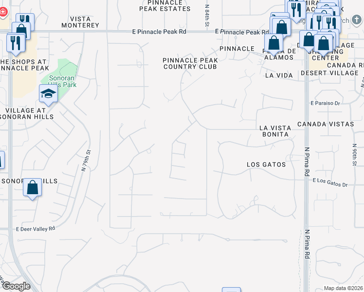 map of restaurants, bars, coffee shops, grocery stores, and more near 8241 East Williams Circle in Scottsdale