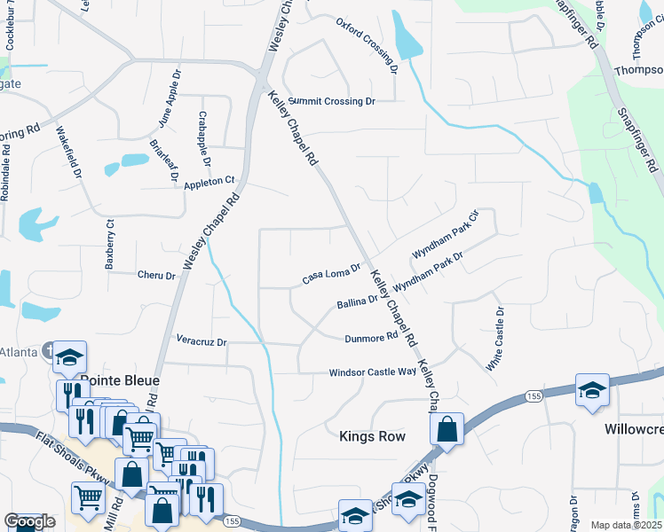 map of restaurants, bars, coffee shops, grocery stores, and more near 4124 Casa Loma Drive in Decatur