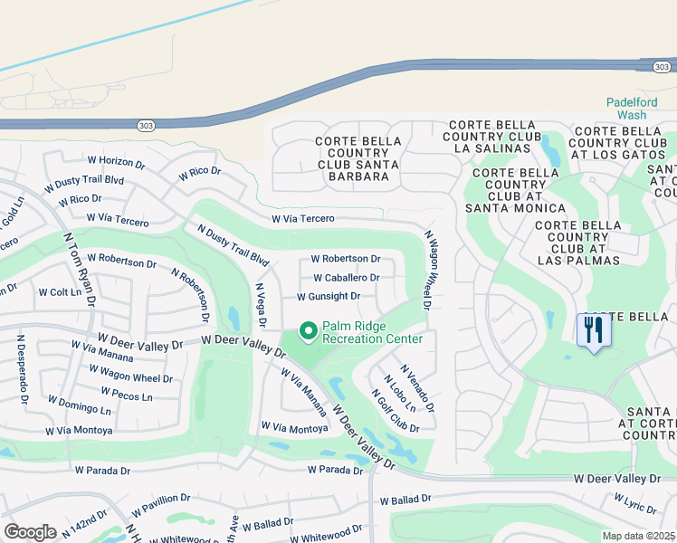 map of restaurants, bars, coffee shops, grocery stores, and more near 13707 West Caballero Drive in Sun City West