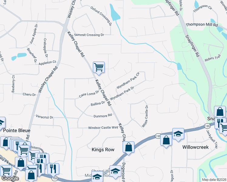 map of restaurants, bars, coffee shops, grocery stores, and more near 4218 Wyndham Park Drive in Decatur