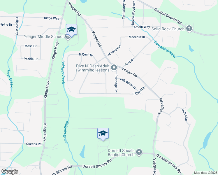map of restaurants, bars, coffee shops, grocery stores, and more near 4170 North Quail Drive in Douglasville