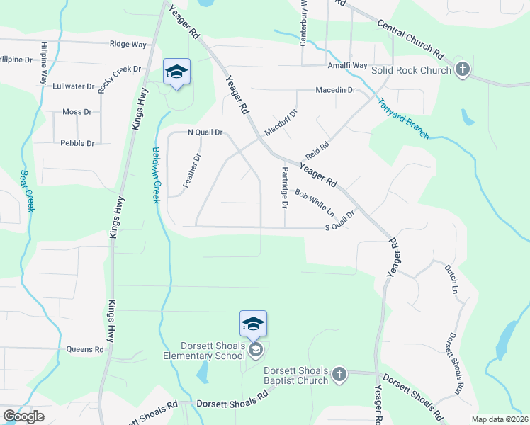 map of restaurants, bars, coffee shops, grocery stores, and more near 4170 North Quail Drive in Douglasville